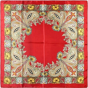 NWOT Large Red Floral Silk Scarf Head Wrap 35 inch x 35 inch